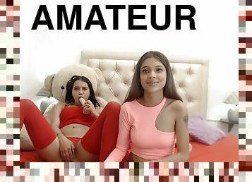 amateur, lesbienne, ados, bas, webcam, brunette