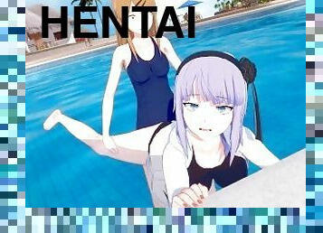 doggy, hentai, schwimmbad, 3d