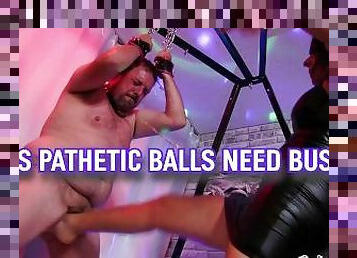His Pathetic Balls Need Busting - Lady Bellatrix gives this loser a good ballbusting