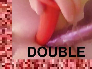 Double dildo in men ass