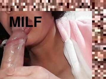 Milf wants to suck her stepson's penis