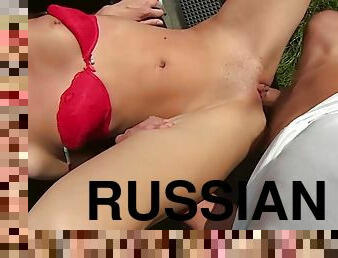 Russian Stewardess Squirts In Car After Hours