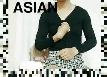 asiatisk, amatör, brudar, cumshot, tonåring, avrunkning, ladyboy, thailändsk, ensam