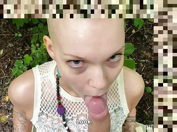 Baldhead And Hairless Pussy Rebel Punk Girl Outdoor Sex