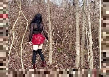 Alt Trans Girl Strips in Woods