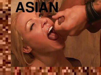 Asian Guy Pounds Blonde Pussy