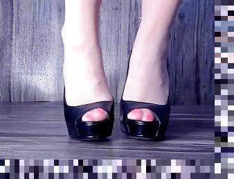 payu-dara-besar, pantyhose, hitam, kaki, rambut-merah, payu-dara, perempuan-simpanan, mengusik, jari-kaki