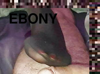 Ebony Girl gives me a Footjob in Nylons