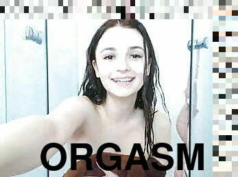 vannis, masturbatsioon, orgasm, tussu, kõhn, sõrmekas, ameerika, kitsas, kaunis, dušš