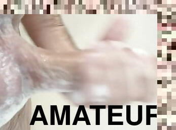 baignade, masturbation, amateur, ejaculation-sur-le-corps, énorme-bite, gay, branlette, ejaculation, douche, solo