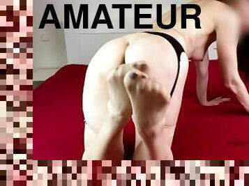 amateur, pieds, bas, ejaculation, fétiche, brunette, en-nylon, petits-seins, taquinerie, orteils