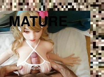 masturbieren, spielzeug, selbst-gefertigt, beule, blondine, hentai, nette, puppe