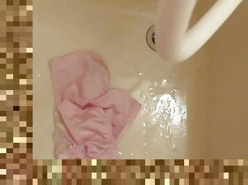 Piss on pink panties in bathroom !! ??????????????????