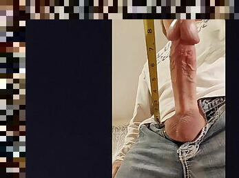 Big cock solo male with big dick reveal big cock then measure big cock then big cumshot