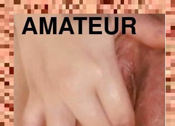 masturbaatio, pillu-pussy, amatööri, sormettaminen, tiukka, soolo, ajettu, märkä