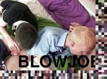 Twinks Luke Desmond and Jason Roberts fuck with Lex Blond