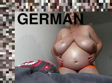 Pregnant German Girl Emilia Oiling Her Pregnant Stomach