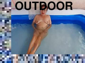 gros-nichons, nudiste, en-plein-air, chatte-pussy, amateur, milf, couple, américaine, piscine, solo