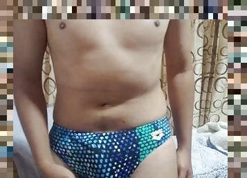 Jerk off and cum in Arena swim briefs