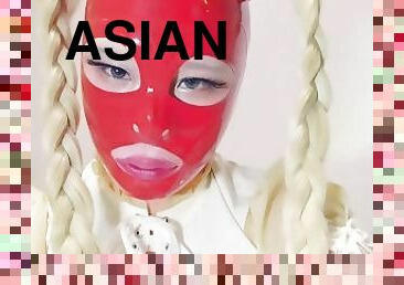 asiatisk, masturbation, amatör, anal, cumshot, leksak, dildo, fetisch, latex, docka