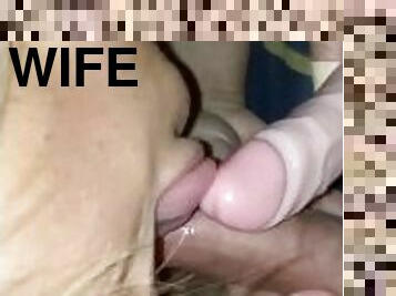 Wife sucking cock and dildo