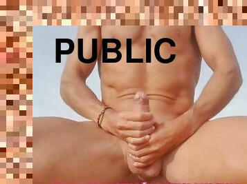 masturbação, nudista, público, praia