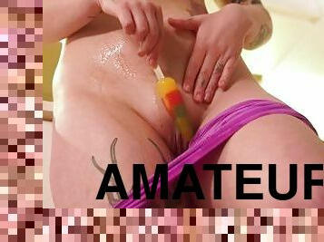 masturbation, mamelons, orgasme, chatte-pussy, amateur, babes, jouet, blonde, percé, solo