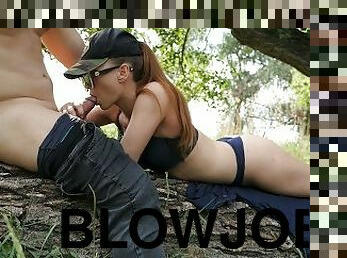 My Sexy Girlfriend Gives Me A Blowjob In The Park In Public With Cum In Mouth