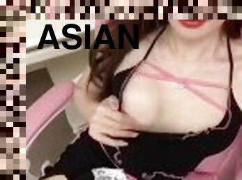 asiático, masturbação, transsexual, travesti, gozando, tai, sozinho, filipina