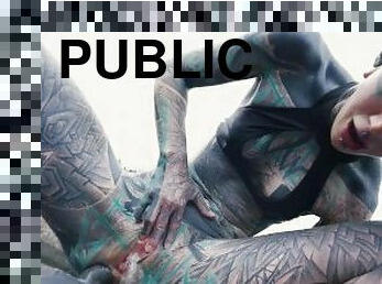 tattooed ANUSKATZZ gets ASS FUCKED in public / outdoors, gape, ANAL - Punk - Goth