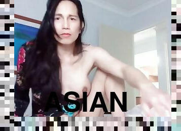 asiatique, gros-nichons, masturbation, transsexuelle, amateur, bout-a-bout, solo