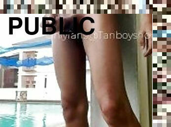 Swimmer jerking off and playing dildo in public pool bathroom (Olf)