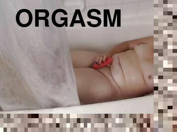 bad, klitta, masturbation, orgasm, kvinnligt-sprut, amatör, leksak, hemmagjord, petit, dusch