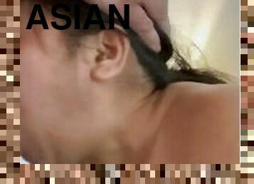 Deep throat choke for this Asian milf