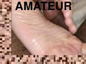 amateur, interracial, gay, pieds, point-de-vue, ejaculation, branlette-avec-les-pieds, blanc, orteils