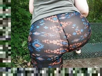 Public Park See Thru Leggings Fat Booty MILF