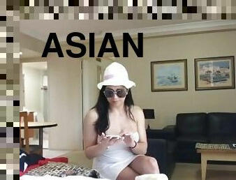 asiático, teta-grande, transsexual, amador, babes, travesti, webcam, sozinho, fumando