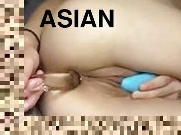asiático, masturbação, cona-pussy, amador, anal, adolescente, brinquedo, apertado, dildo, sozinho