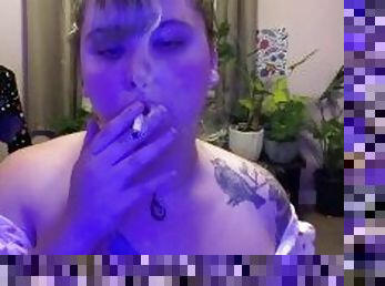amador, bbw, fetiche, sozinho, fumando, tatuagem