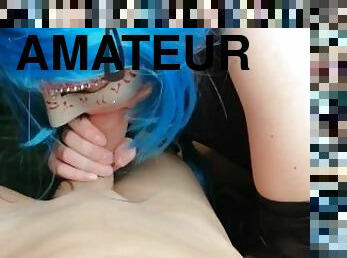 amateur, fellation, ejaculation-sur-le-corps, couple, baisers, belle, petite, magnifique, bite, sucer