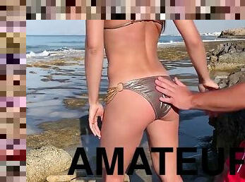 levrette, en-plein-air, public, amateur, anal, milf, hardcore, ejaculation-interne, plage, point-de-vue