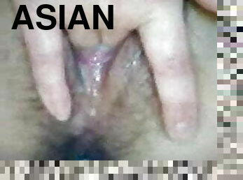 asiatisk, otrogen, masturbation, fitta-pussy, fru, mogen, japansk, fingerknull, vått