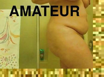 baignade, masturbation, amateur, jouet, belle-femme-ronde, douche