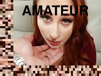 Redhead pierced POV slut rides stepdaddy cock after BJ