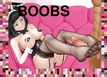 gros-nichons, masturbation, ados, branlette, anime, hentai, douce, seins