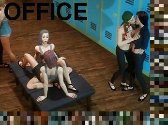 משרד, אורגיה-orgy, לסבית-lesbian, נוער, זוג, נשיקות, צכי, קוריאני