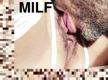 orgasme, chatte-pussy, amateur, milf, couple, bas, point-de-vue, fétiche