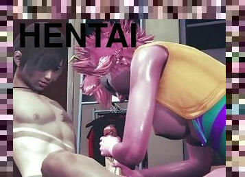 gros-nichons, fellation, ados, japonais, branlette, ejaculation-interne, anime, hentai, 3d