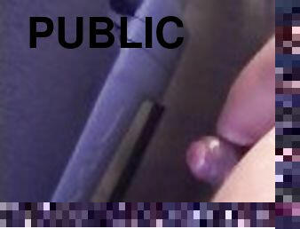horny fat man cumming and moaning on the bus