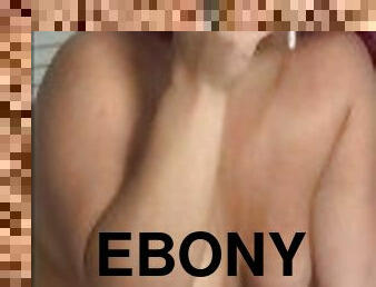 Solo Ebony Freak get nasty and sloppy deepthroat on FaceTime